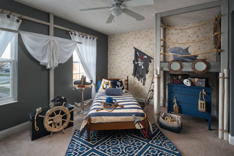 pirate themed black childrens bedroom