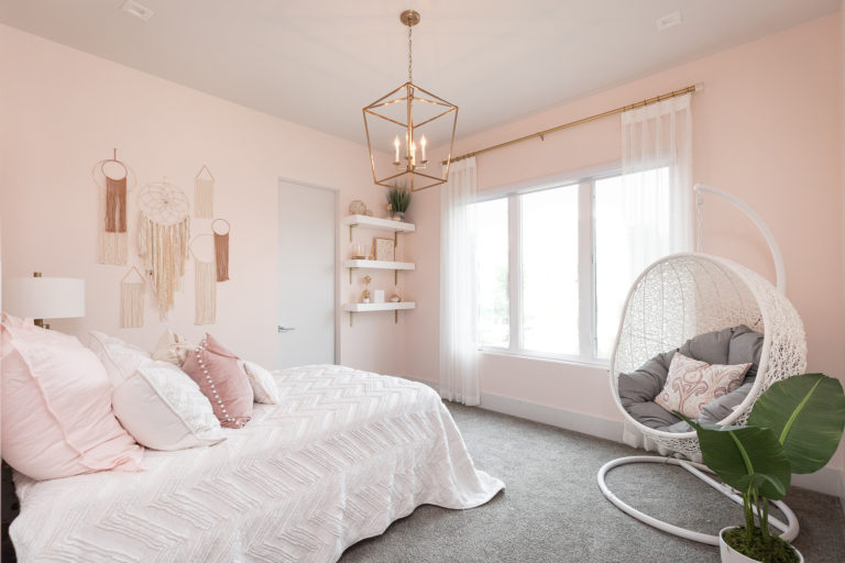 modern pink kids bedroom