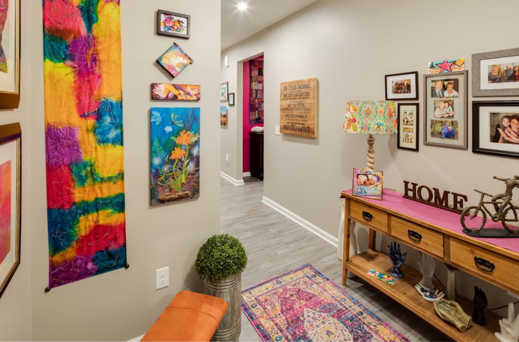 Eclectic Foyer with Wall Art