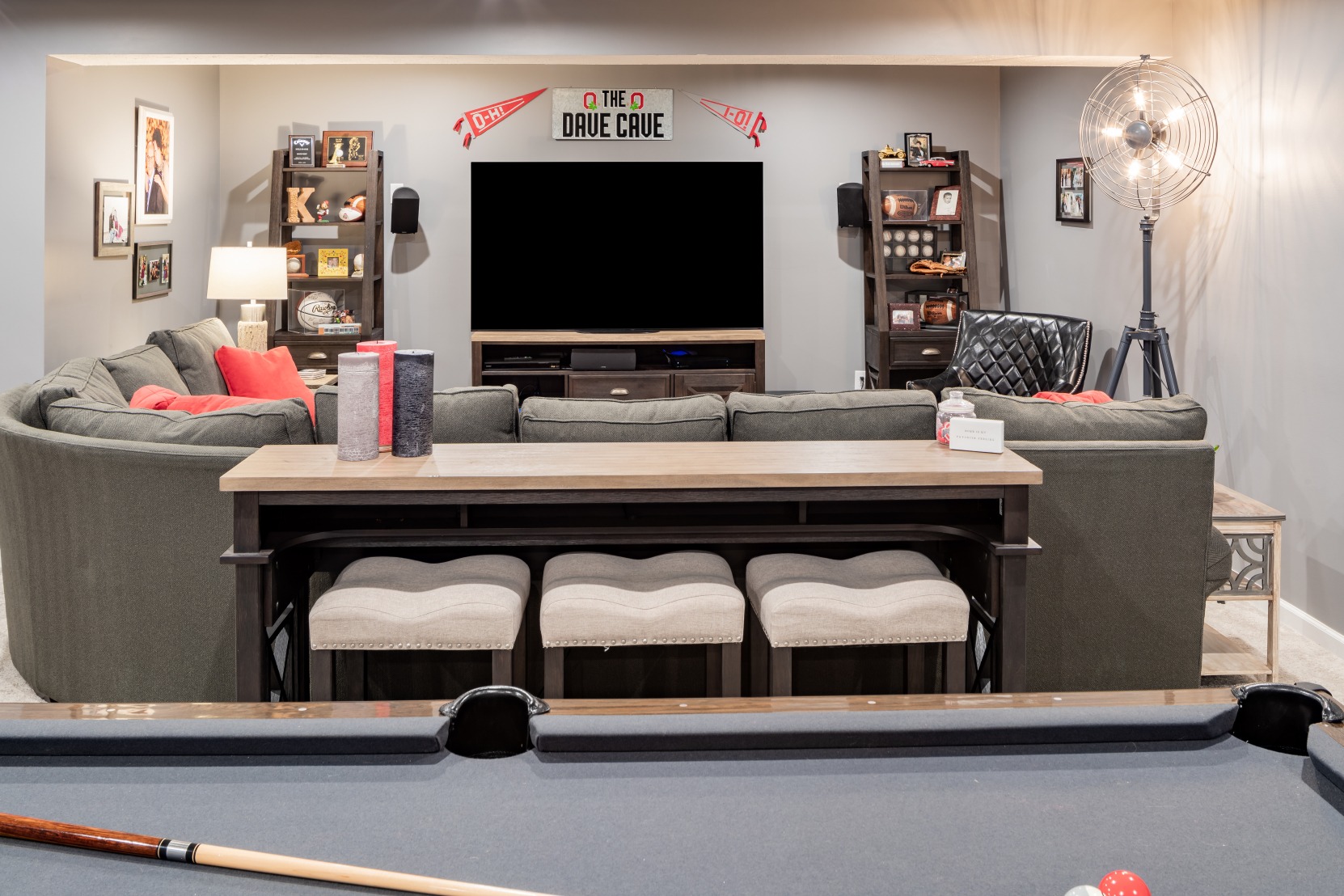 Basement TV Room - View from the Pool Table
