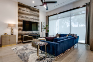 Asymmetrical Living Room with Fan