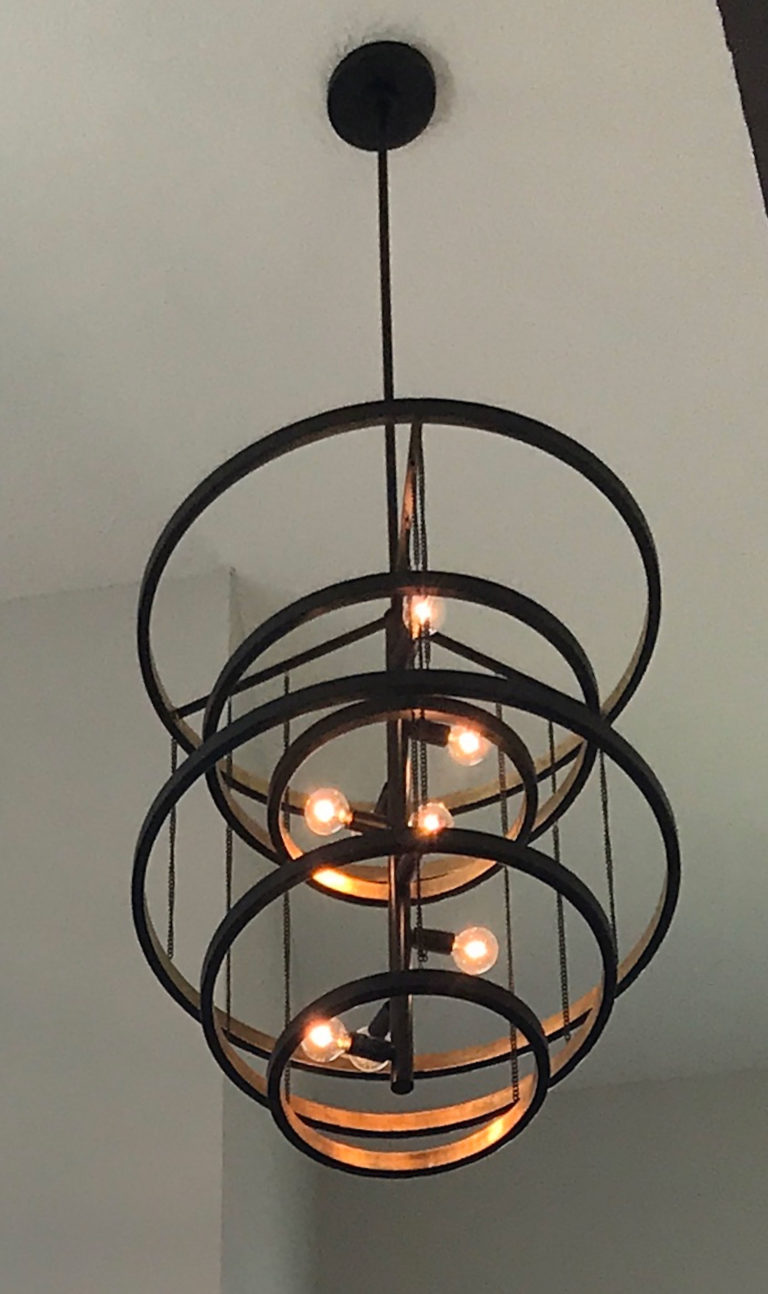 Chandelier with ringed design