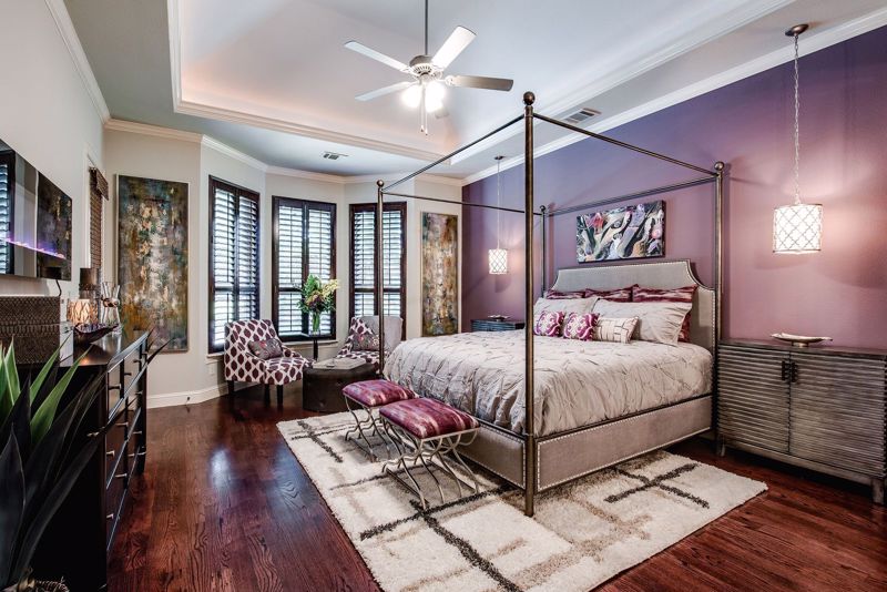 Bedroom with purple decor