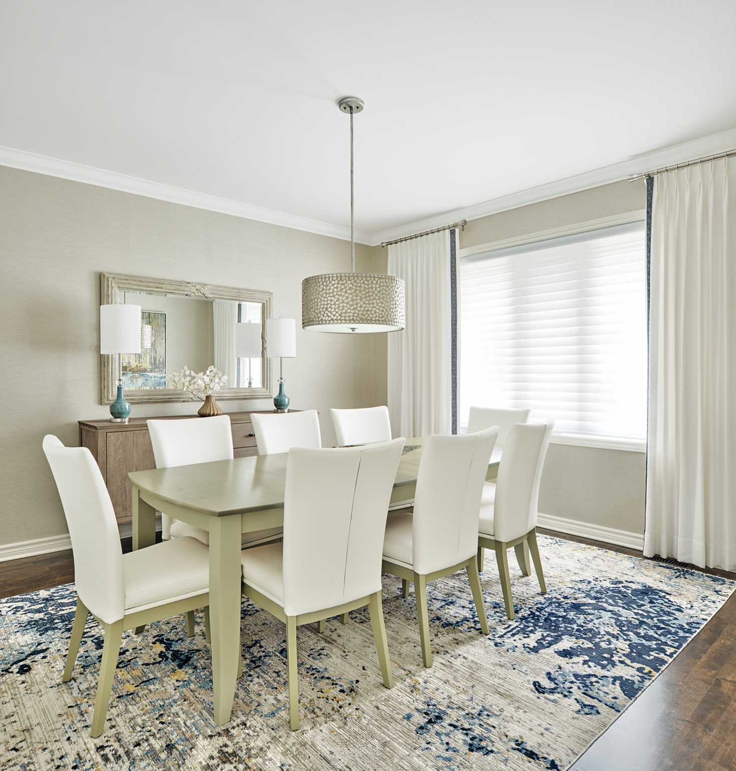 Dining room with white decor
