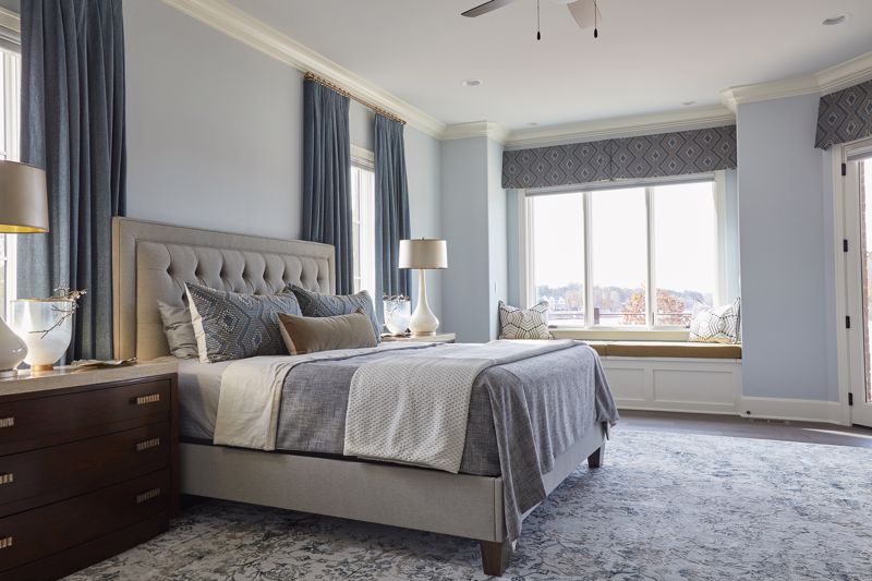 neutral gray blue luxury bedding for hotel-inspired interior design in Cincinnati
